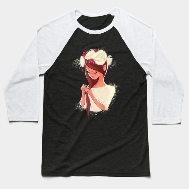 Flower Crown Baseball T-Shirt by kurtchangart